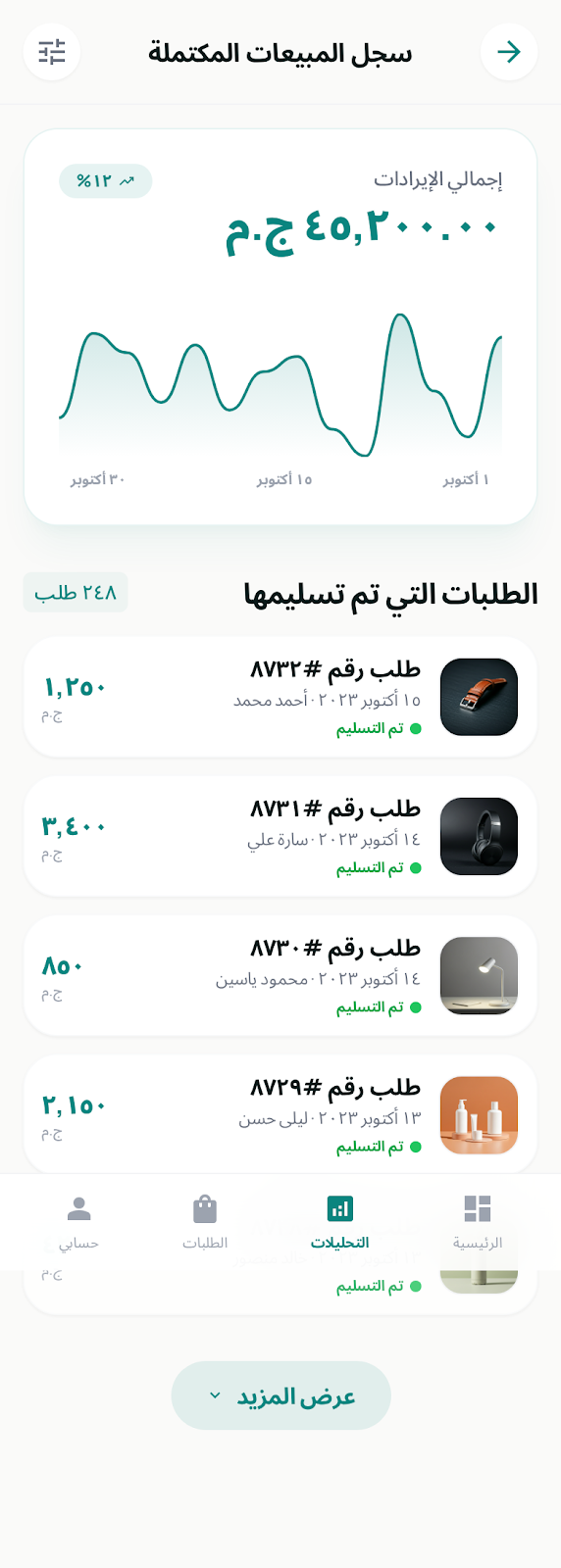 سجل المبيعات المكتملة